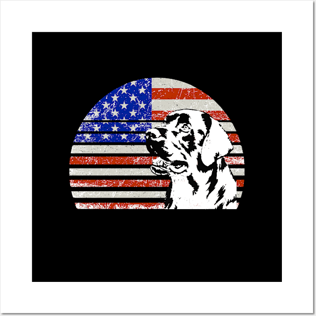 Labrador Retriever  Vintage dog on American flag - BLACK Labrador Retriever  DAD and MOM Gift Wall Art by YANISOVE